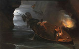 Pierre Flix Cottrau, Pesca sotto Castel dellOvo di notte, 1824, olio su tela, cm 114,8 x 84,2, collezione Apolloni  (Roma)
