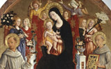 Matteo di Giovanni, Madonna col Bambino e i Santi Antonio da Padova e Bernardino da Siena (pala del Battistero), Siena, Museo dell'Opera del Duomo