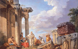 Giovanni Paolo Panini, (Piacenza, 1691 - Roma, 1765), Capriccio con la predica di un apostolo, 1747, olio su tela, 50 x 69 cm, Collezione Bufacchi