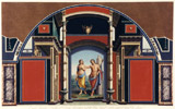 Anton von Maron (Vienna, 1731 - Roma, 1808), Pietro Vitali (Venezia, 1755-1810), Copia di un dipinto murale di una domus romana raffigurante Bacco e Arianna, 1783, incisione acquarellata, 61,7 x 87 cm, British School at Rome Library