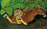 Antonio Ligabue, Leopardo, olio su faesite, cm 60x80. Collezione privata