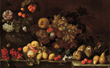 Luca Forte<br>(Napoli 1605 circa - 1660 circa) <br>Natura morta di frutta e fiori<br>1640-1650 circa<br>olio su tela